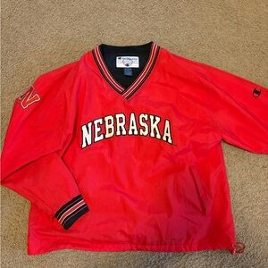 Nebraska Huskers Champion Red Pullover Bomber Jacket